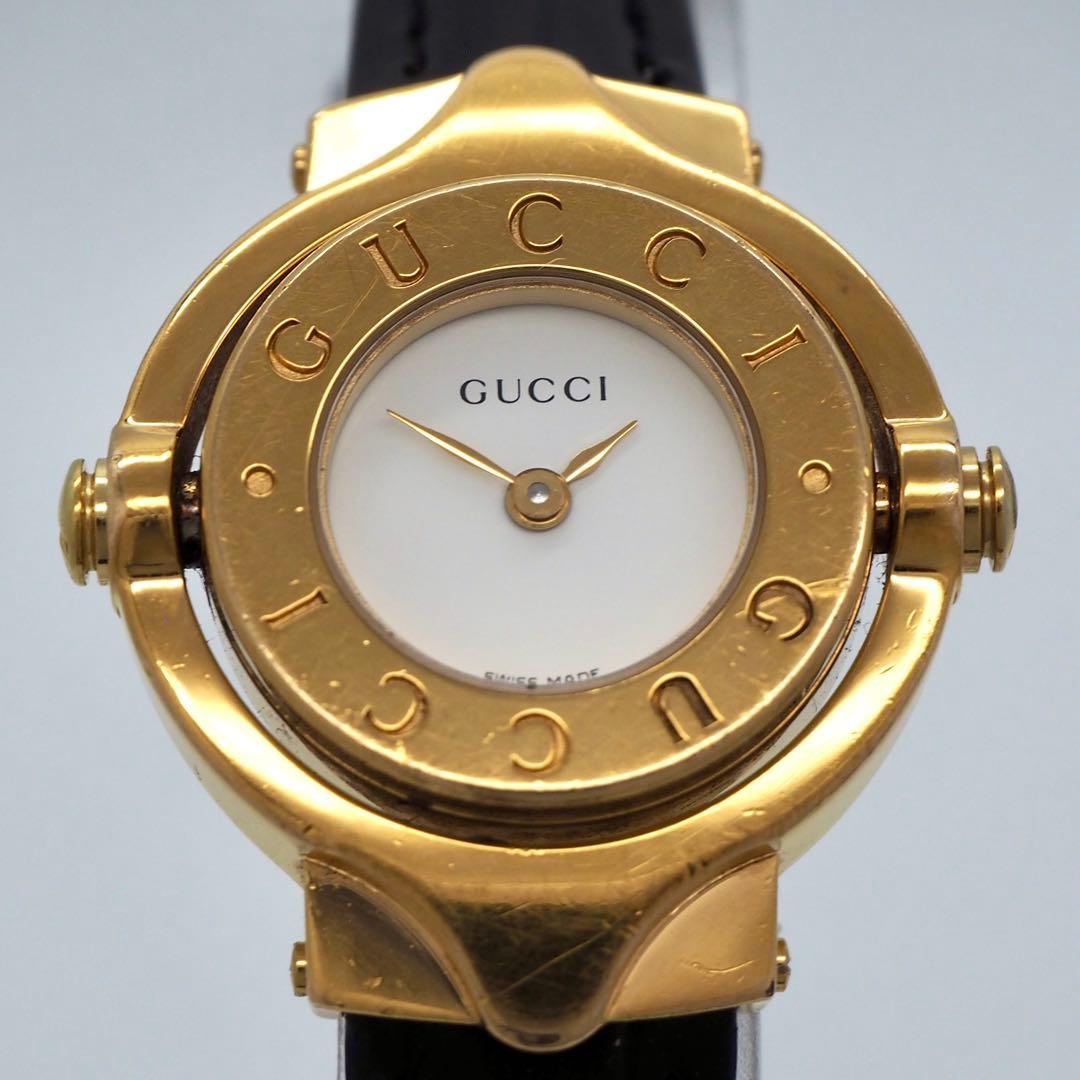369 稼働 GUCCI レディース 時計 リバーシブル ゴールド　6600L