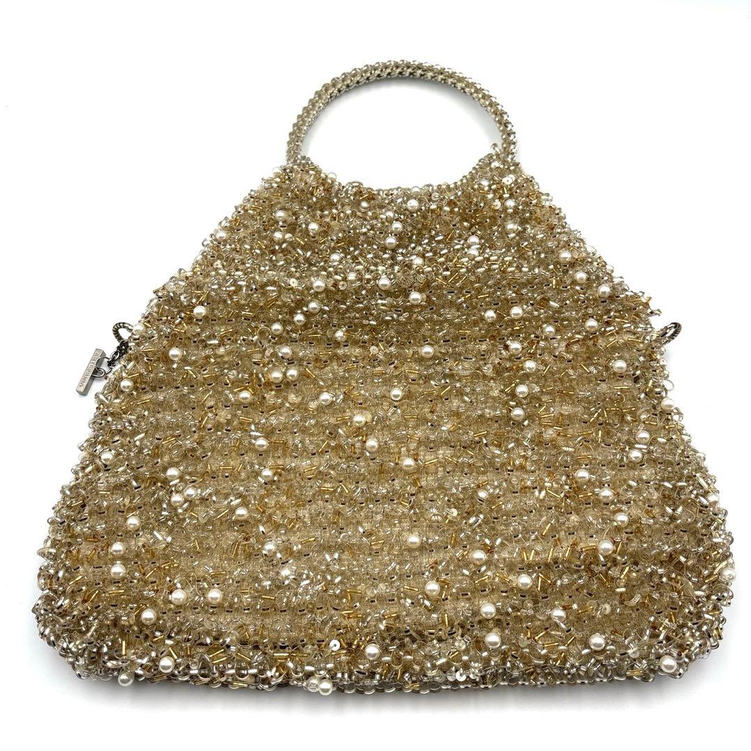 アンテプリマ ワイヤーバッグ ペルラグリッター 3way シャンパンゴールド