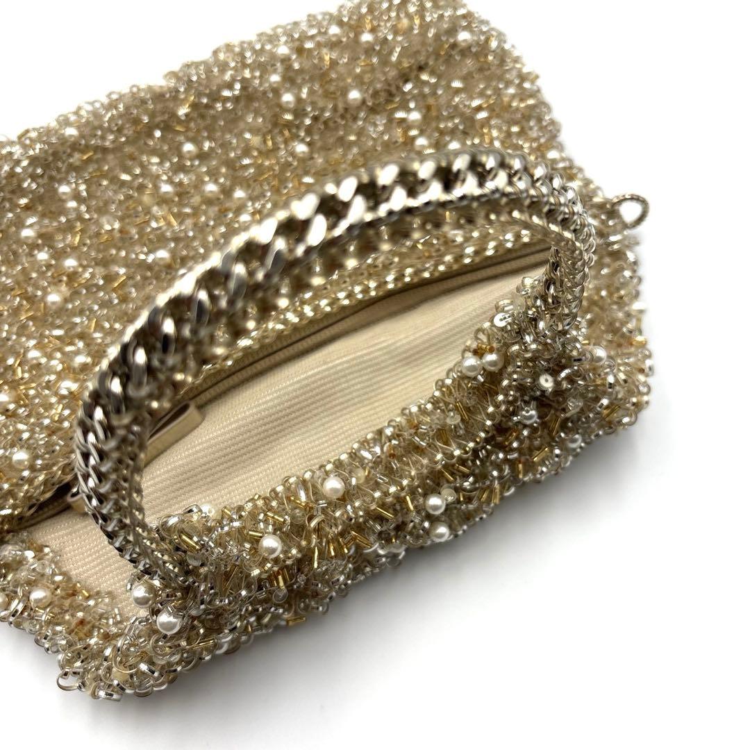 アンテプリマ ワイヤーバッグ ペルラグリッター 3way シャンパンゴールド