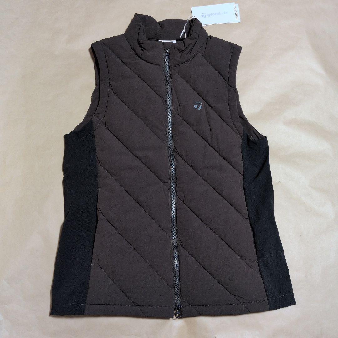 テーラーメイド：レディース：Lサイズ：ジップアップ中綿ベスト：チャコール/黒