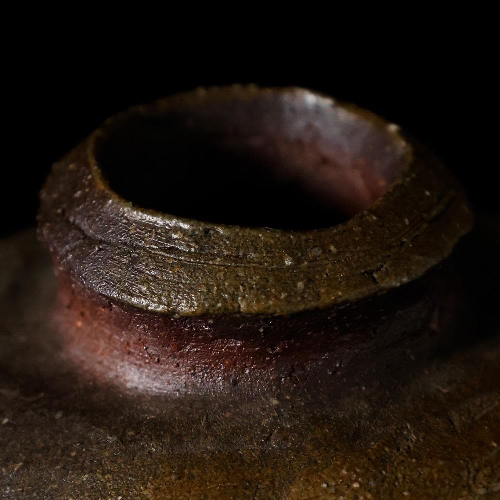 T　備前焼人間国宝　伊勢崎 淳 作　花瓶　陶器　陶芸品　銘有