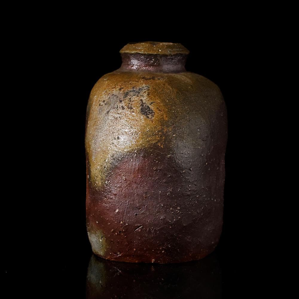 T　備前焼人間国宝　伊勢崎 淳 作　花瓶　陶器　陶芸品　銘有