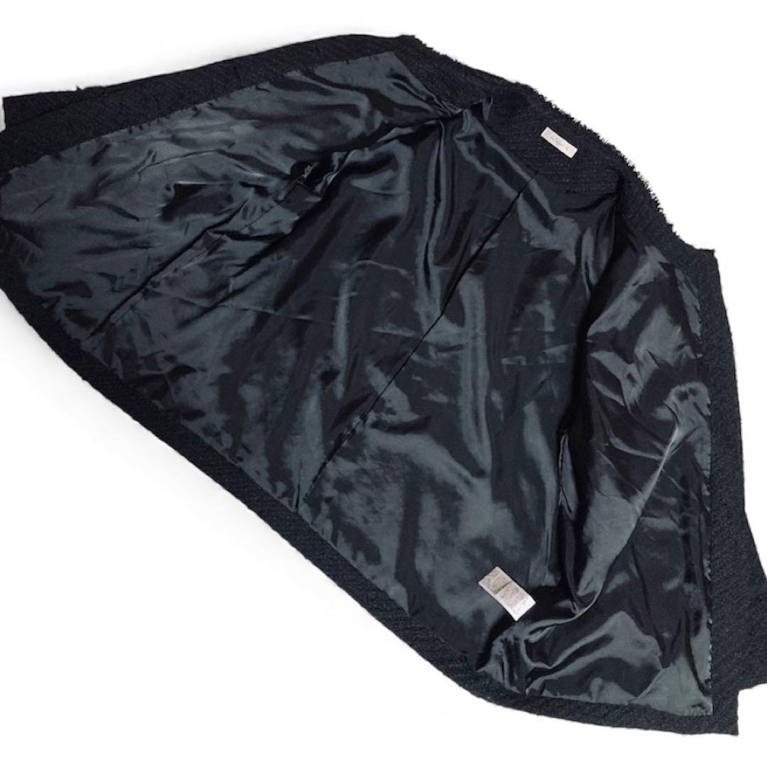 ラウンジドレス 金ボタン ツイードノーカラージャケット ブラック オーバーサイズ