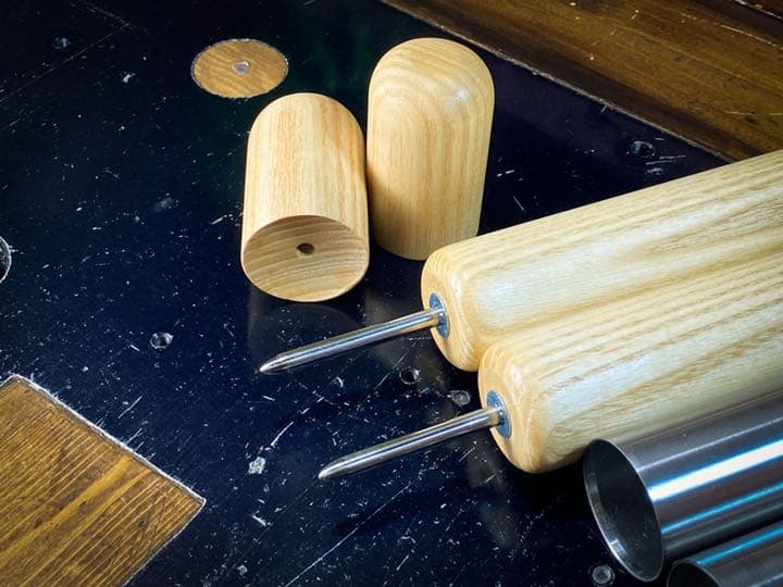 ウッドポール210㎝ボルト固定式ステンレスパイプ仕様3本継2本1セット