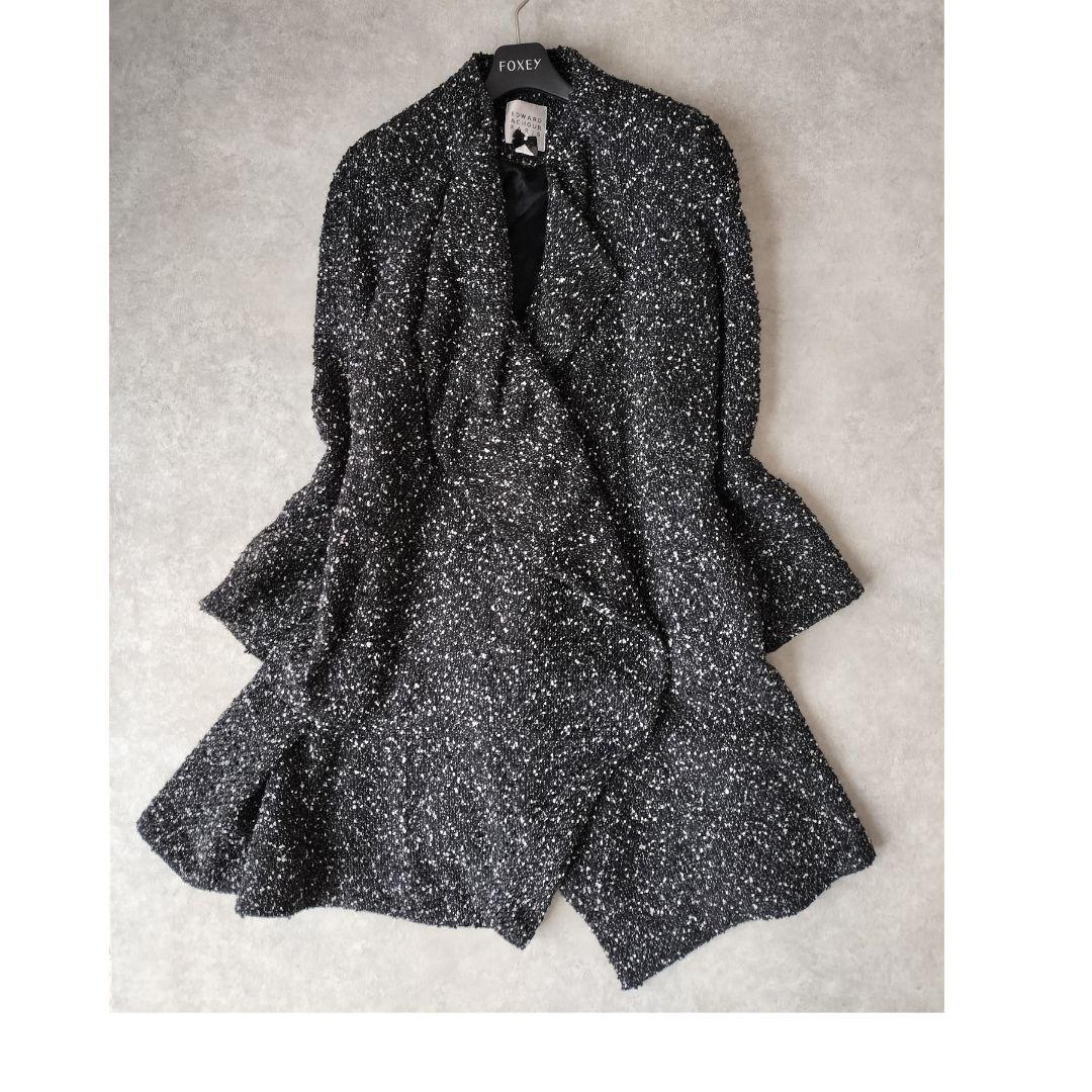 エドワードアシュールパリ　ツイードドレープロングコート　元シャネルデザイナー