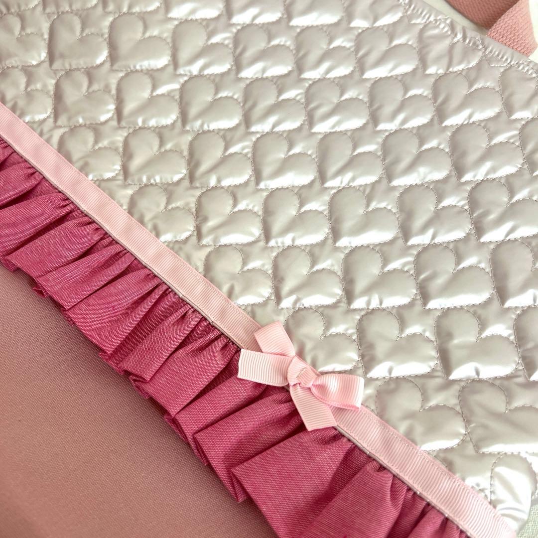 入園入学　3点セット 【パールピンクハート×濃いピンク】　女の子　レッスンバック