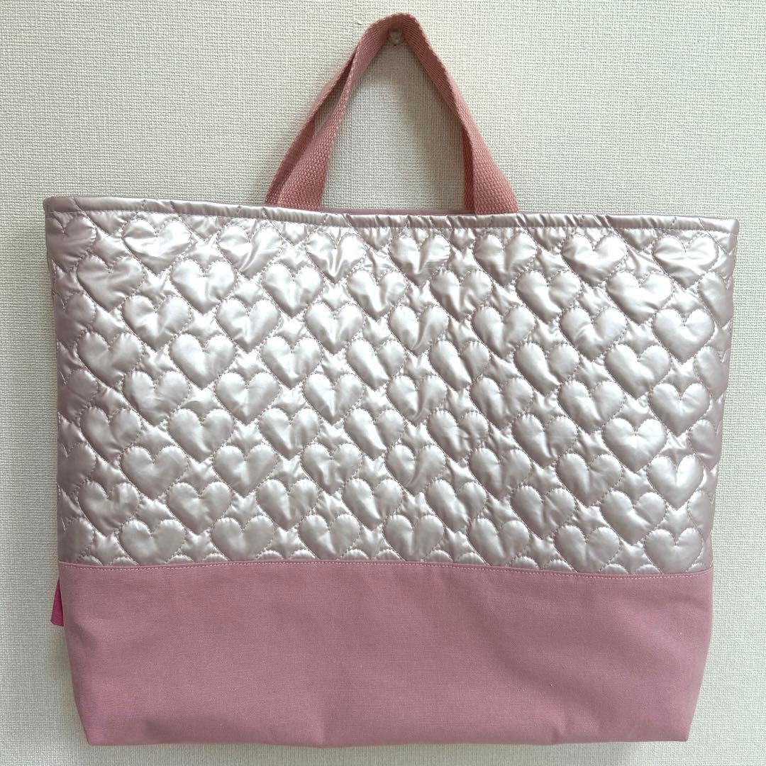 入園入学　3点セット 【パールピンクハート×濃いピンク】　女の子　レッスンバック