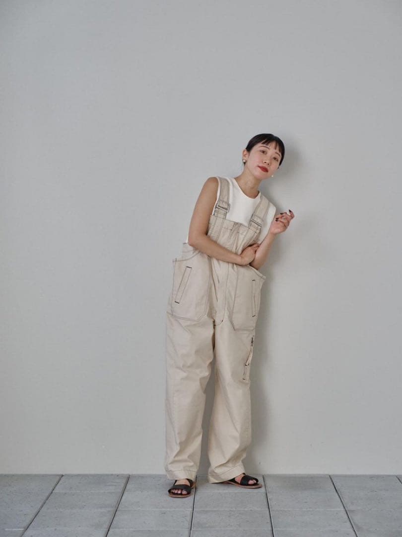 【限定価格】フロントジップコットンサロペット