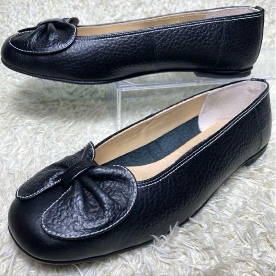 『未使用』MIHAMA ミハマ カッターシューズ リボン フラット パンプス　黒