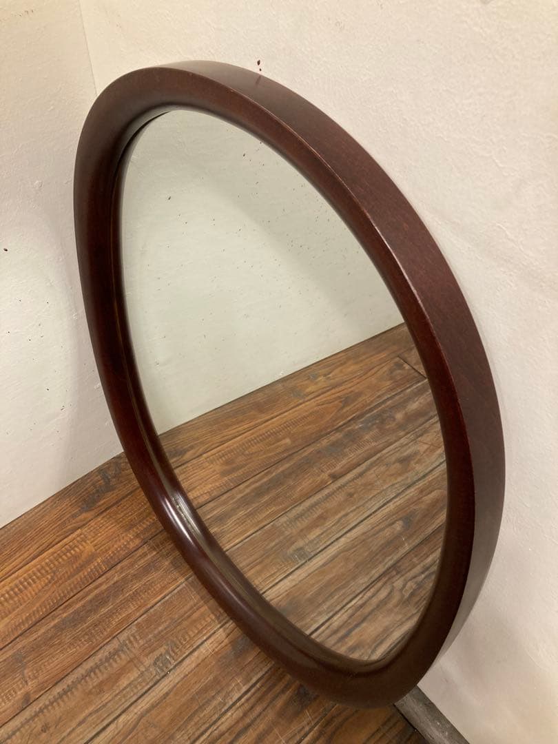 ヴィンテージ 柳宗理デザイン 秋田木工 ウォールミラー 曲木 小判型 大サイズ