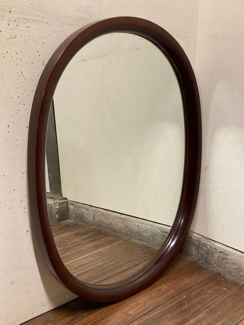 ヴィンテージ 柳宗理デザイン 秋田木工 ウォールミラー 曲木 小判型 大サイズ