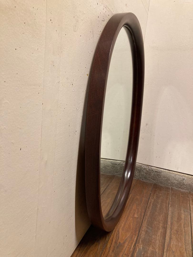 ヴィンテージ 柳宗理デザイン 秋田木工 ウォールミラー 曲木 小判型 大サイズ