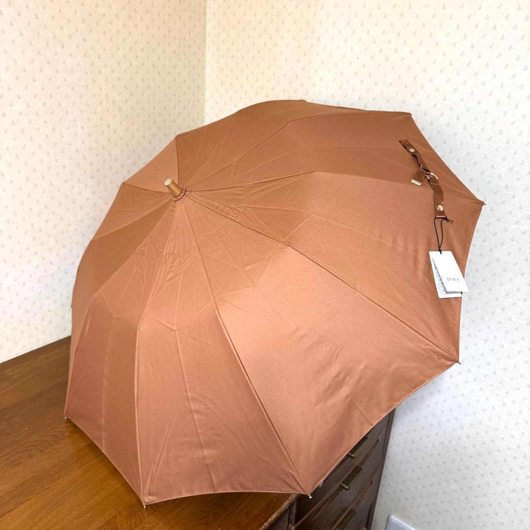 ★新品★GRACY　晴雨兼用　日傘　楽折スタイル　１級遮光　遮熱　10本骨　茶