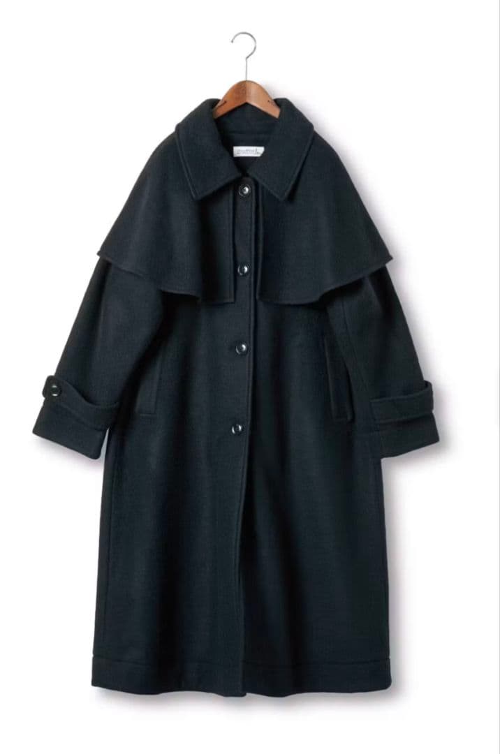 【未使用】サニークラウズ・ 3L・魔女のケープ付きコート・ブラック・フェリシモ