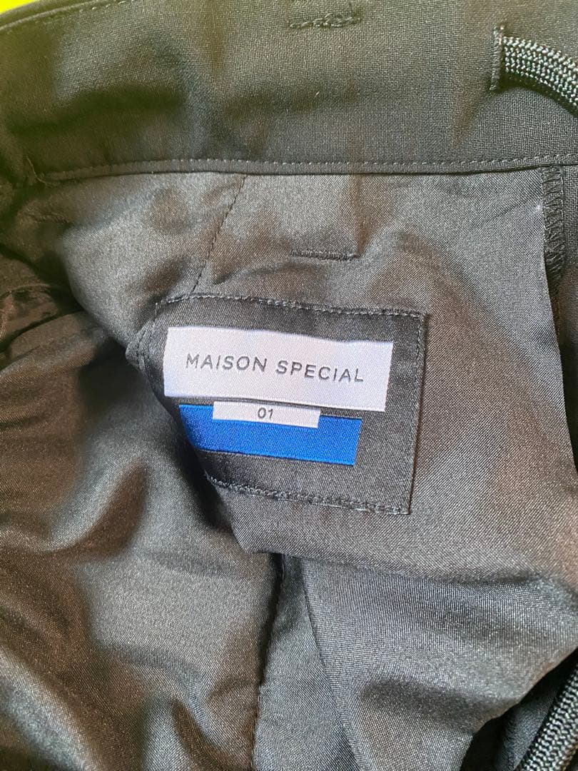 MAISON SPECIAL ウールギャバ 2タックワイドスラックス