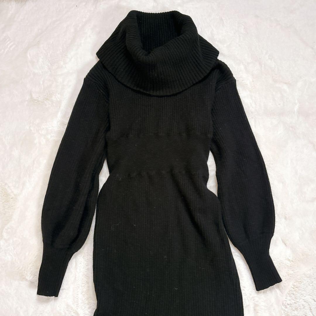 anuans オフショルナローニットワンピース ブラック Mサイズ ラクーン混