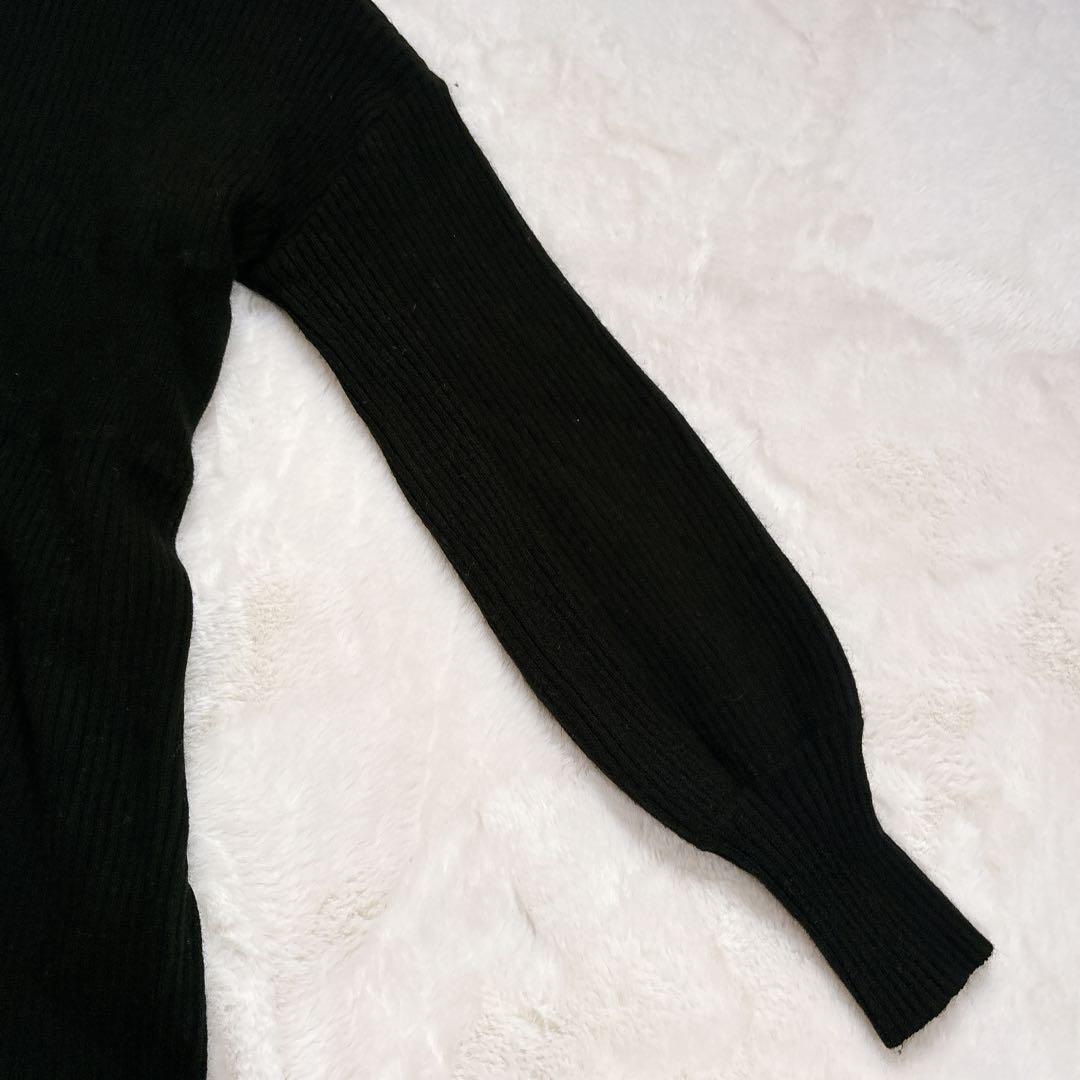 anuans オフショルナローニットワンピース ブラック Mサイズ ラクーン混