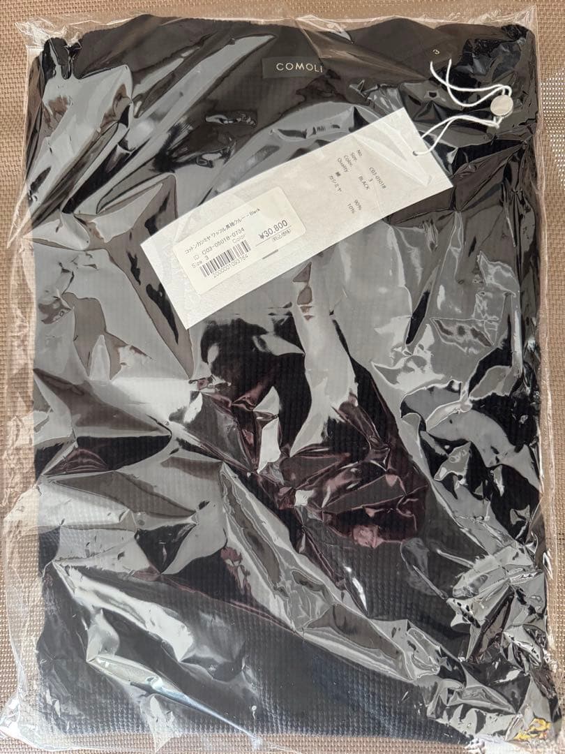 comoli コットンカシミヤワッフル長袖クルー