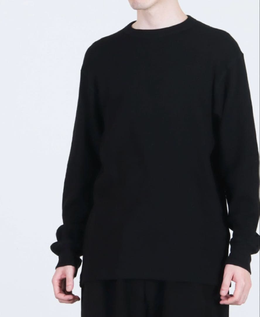 comoli コットンカシミヤワッフル長袖クルー