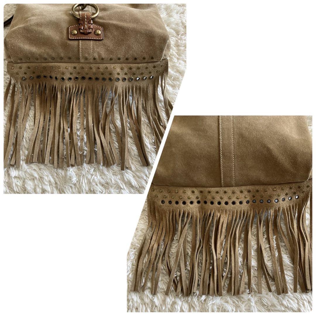 美品！COACH コーチ ショルダーバッグ スエード フリンジ　 y2k