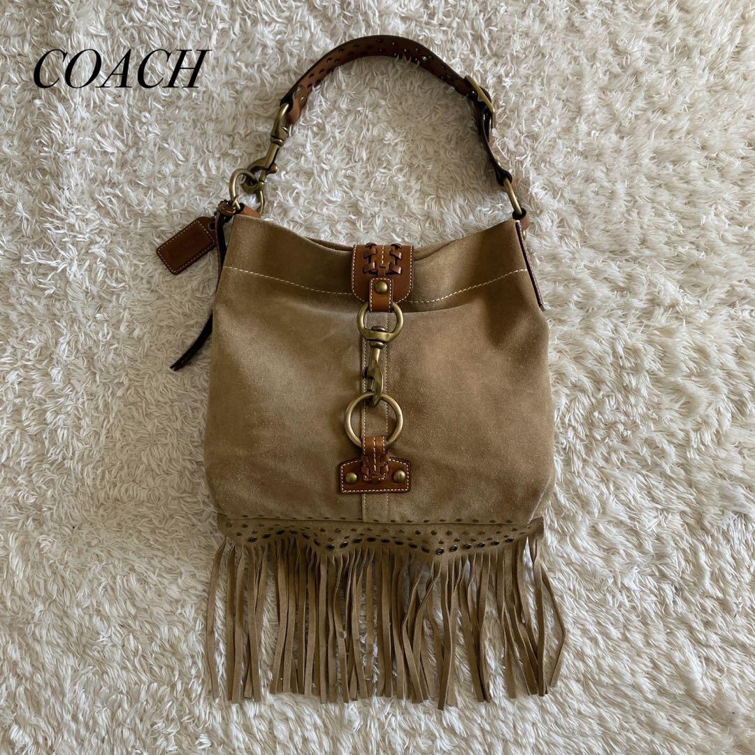 美品！COACH コーチ ショルダーバッグ スエード フリンジ　 y2k