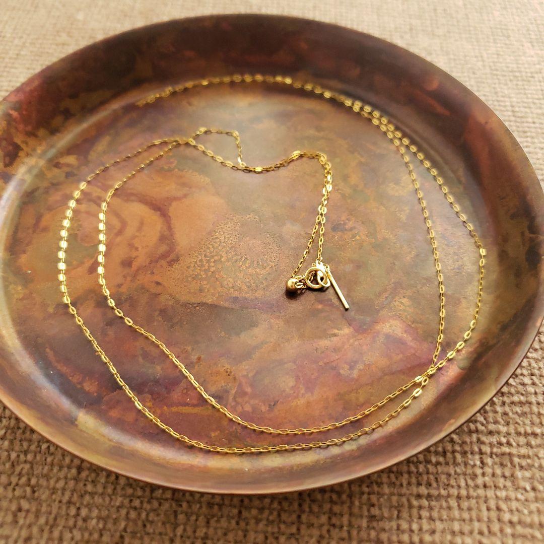 K18スルーピン小豆80㎝ロングチェーンネックレス