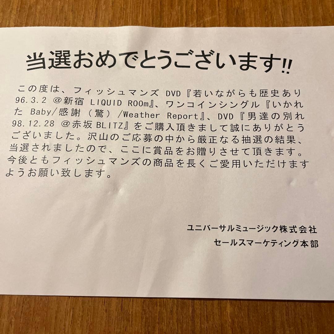 フィッシュマンズ　fishmans バックステージパス　男達の別れツアー　LP