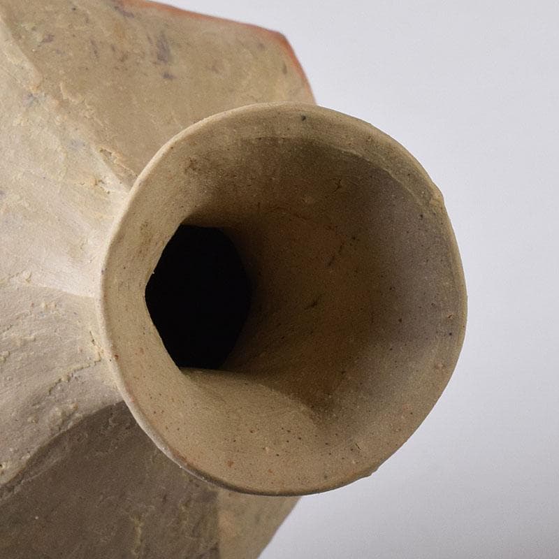 Toshi　備前焼　川端文男作　自然練込　徳利　共布　共箱　V　7597