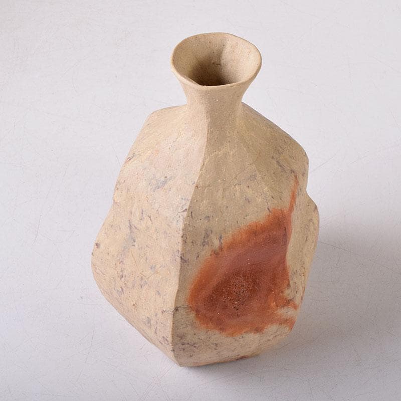 Toshi　備前焼　川端文男作　自然練込　徳利　共布　共箱　V　7597