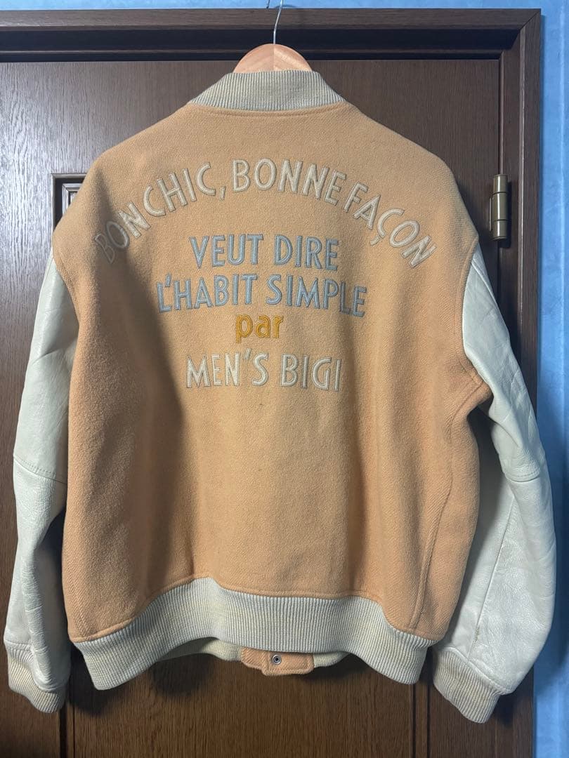 【80s】MEN’S BIGI メンズビギ 袖レザー ウール スタジャン