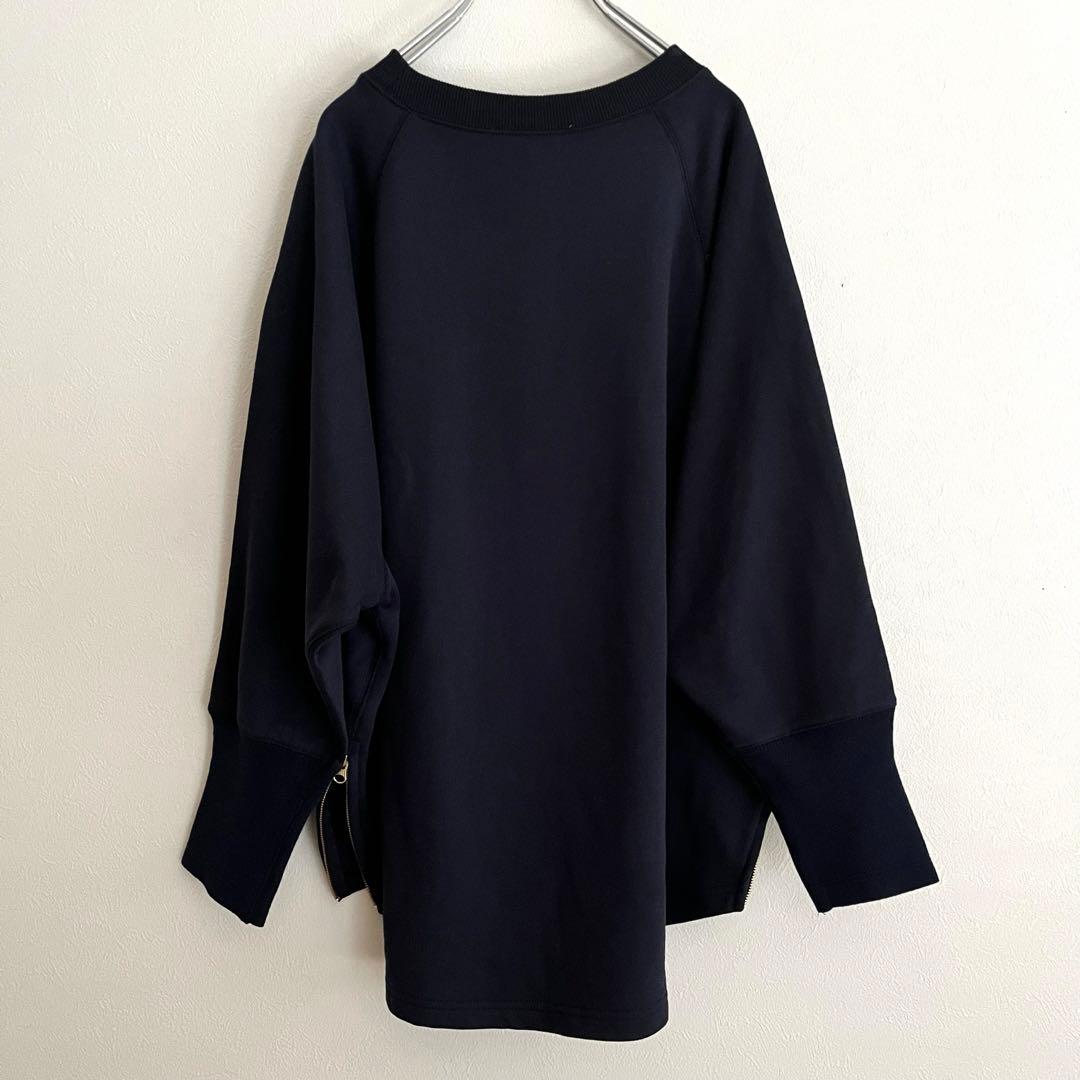 定価1.9万 ビアズリー BA刺繍入りドルマントレーナー ネイビー サイドジップ