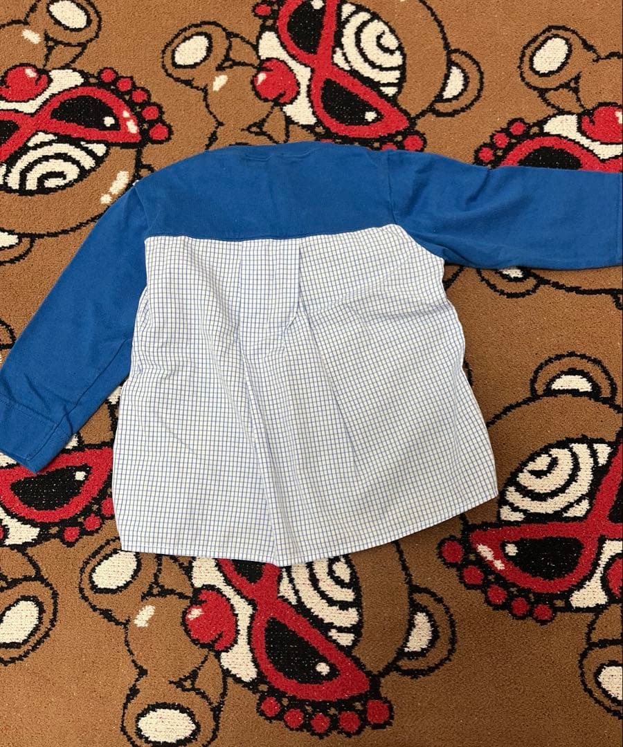 ファミリア　青い長袖Tシャツ 動物刺繍 90cm