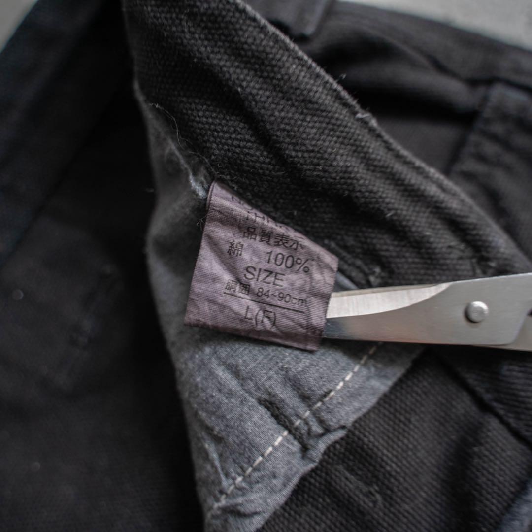 00s old ブラック コットン バギーワイド ワークパンツ レイヴパンツ