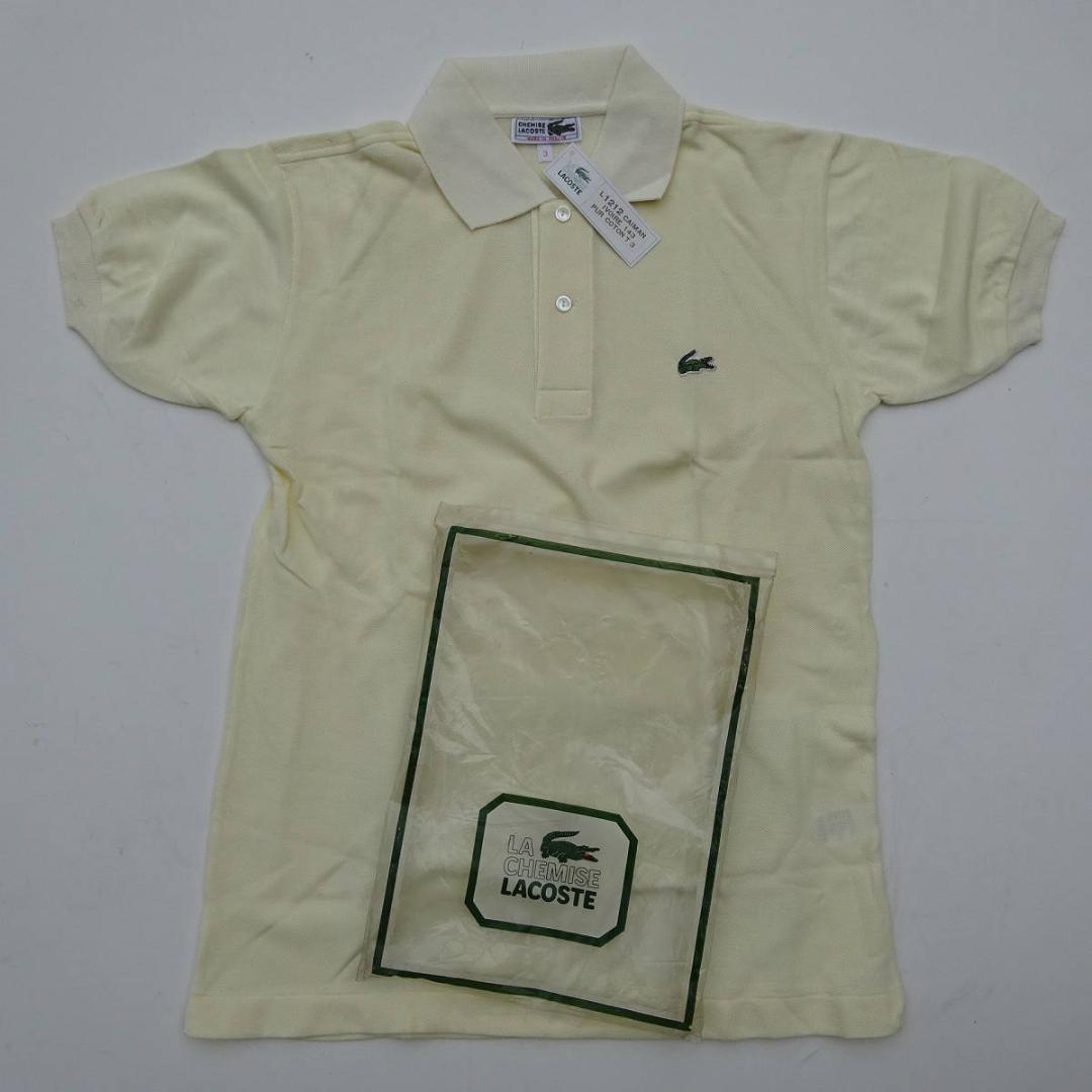 新品70's初期前期 ヴィンテージフランス製 ラコステ ポロシャツ 黄色3赤文字