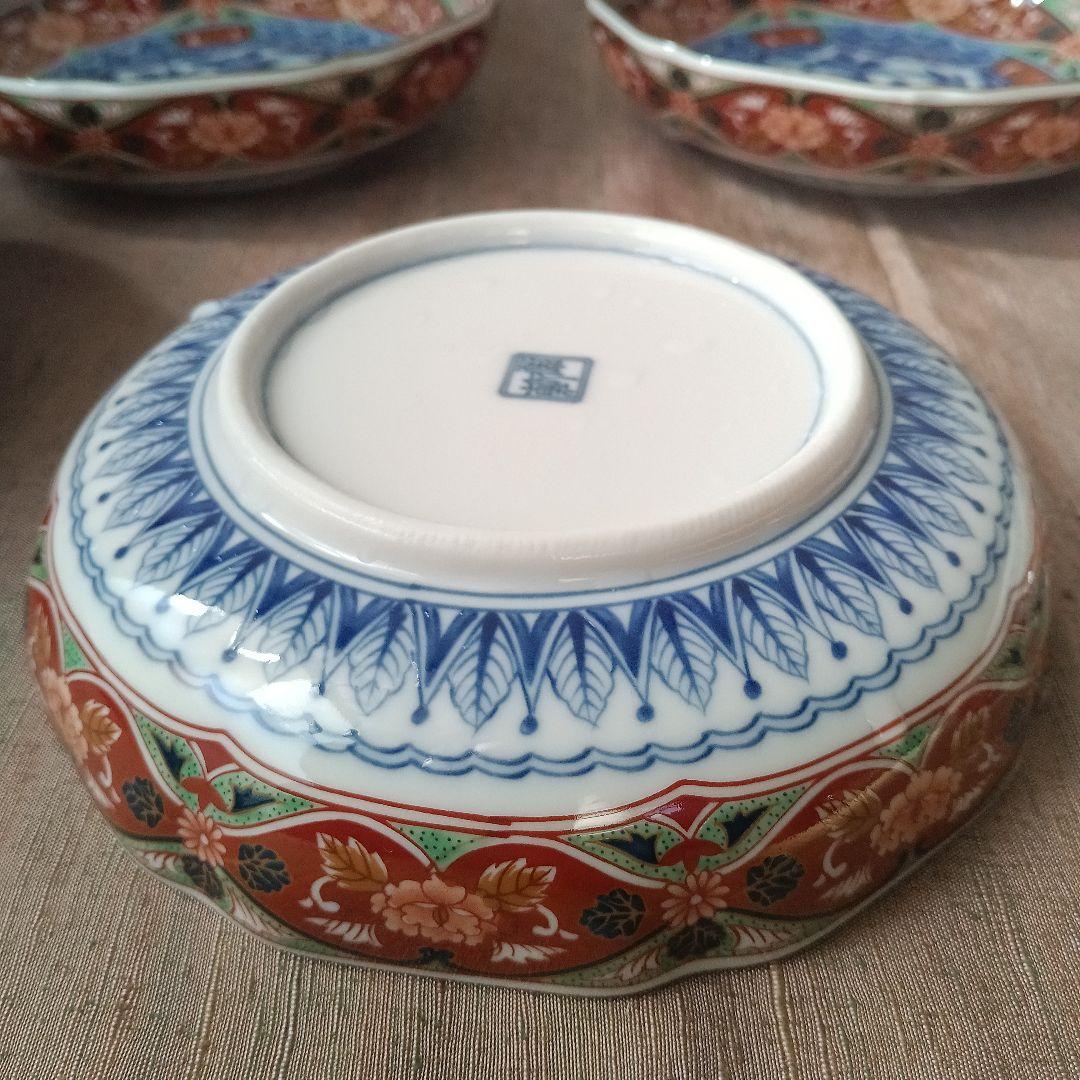 前畑陶器 庫山窯　取り皿揃　5枚　染付花鳥　プレート