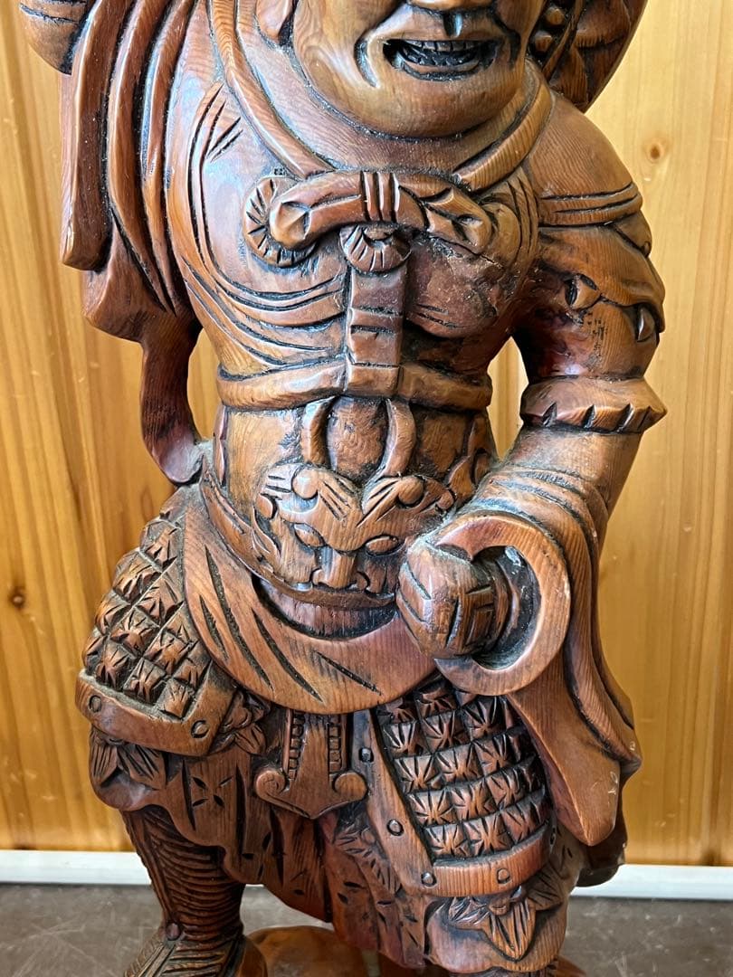 【毘沙門天/木彫り】神様 置物 縁起物 彫刻 希少