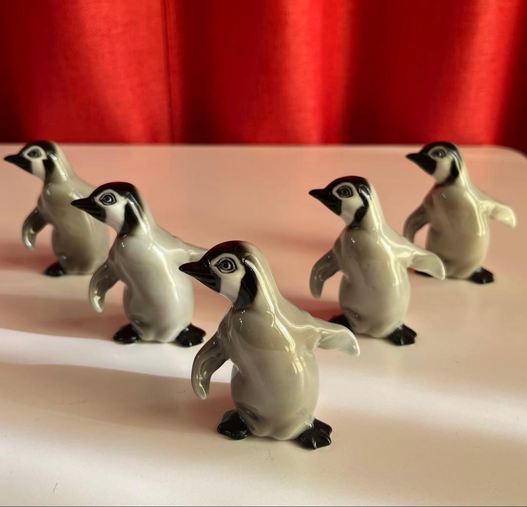 ドイツ　HUTSCHENREUTHER ペンギン　5体　フィギュリン　陶磁器