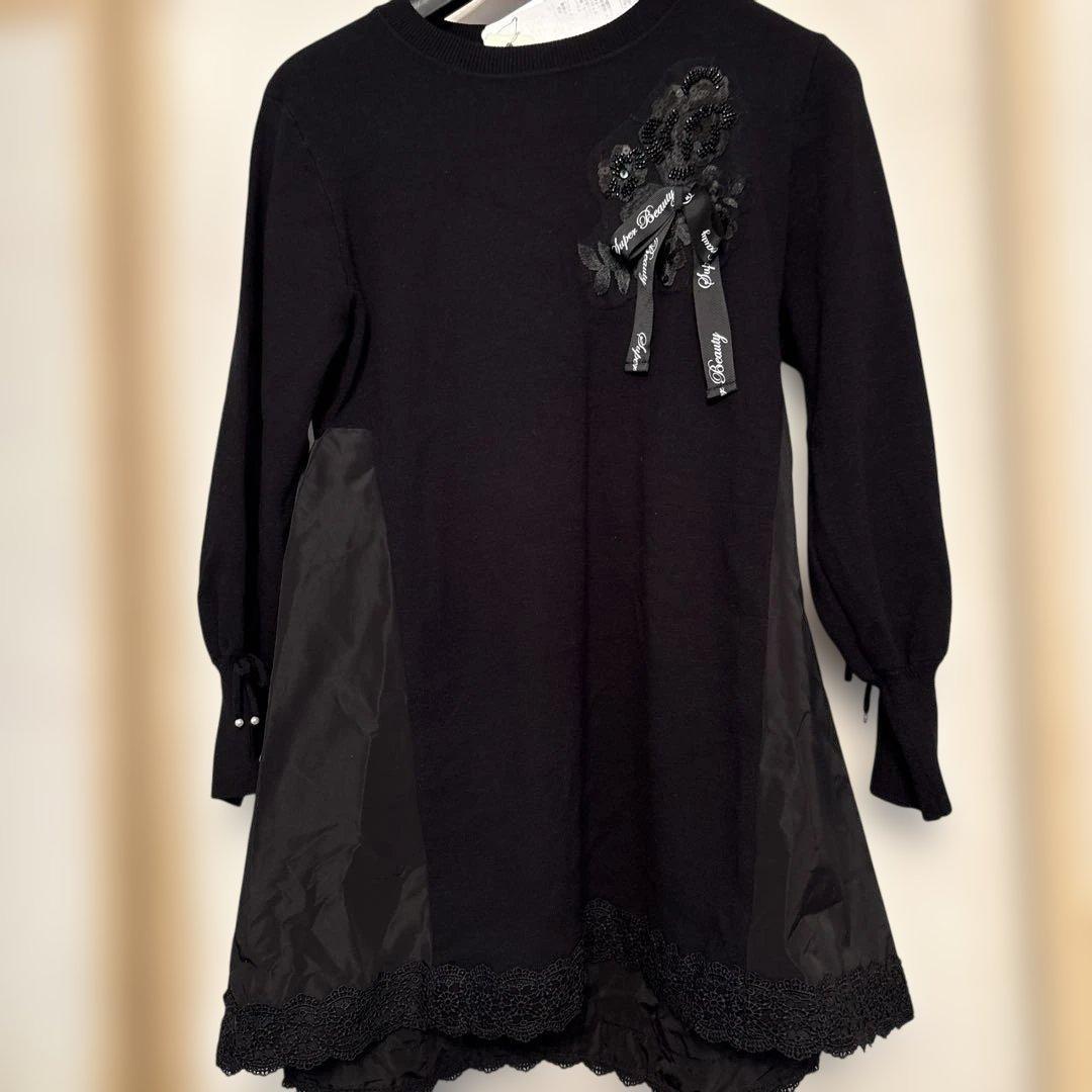 Super Beauty❣️黒のビーズ装飾チュニック 新品未使用
