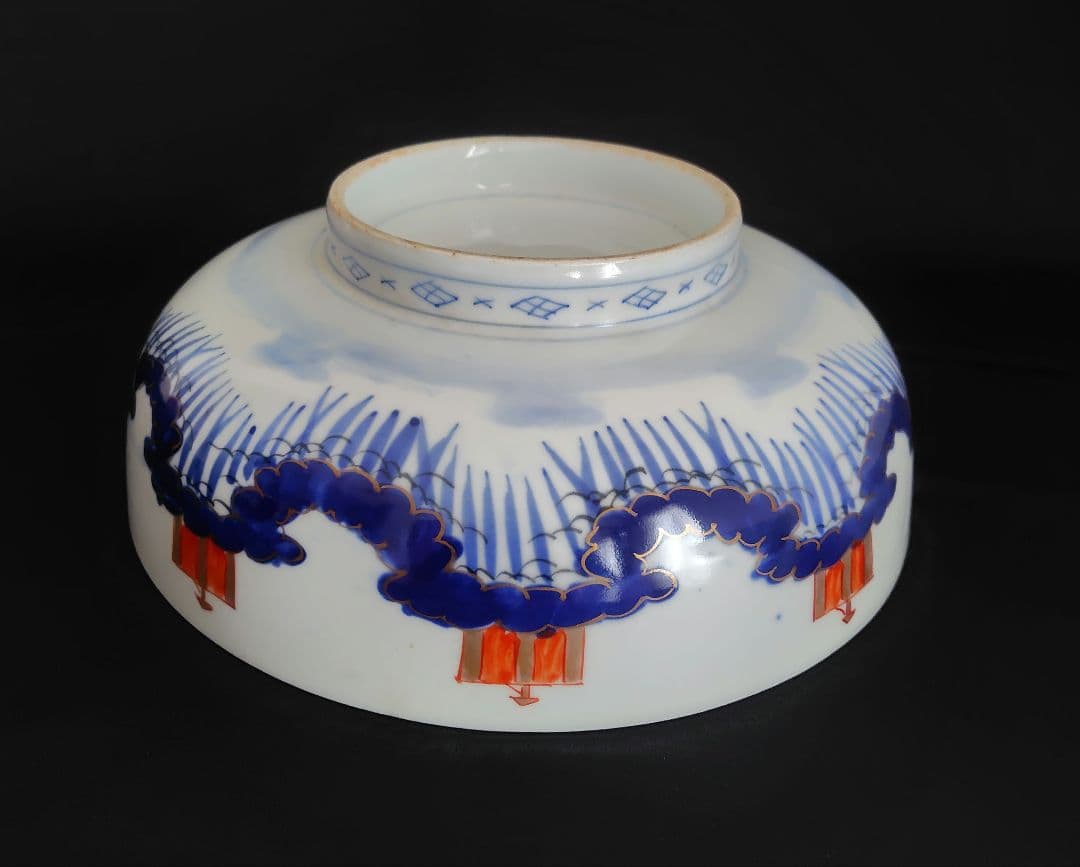 古伊万里　アンティーク　大鉢大小セット『松　鶴　富士　波　宝舟』明治大正〜　招福