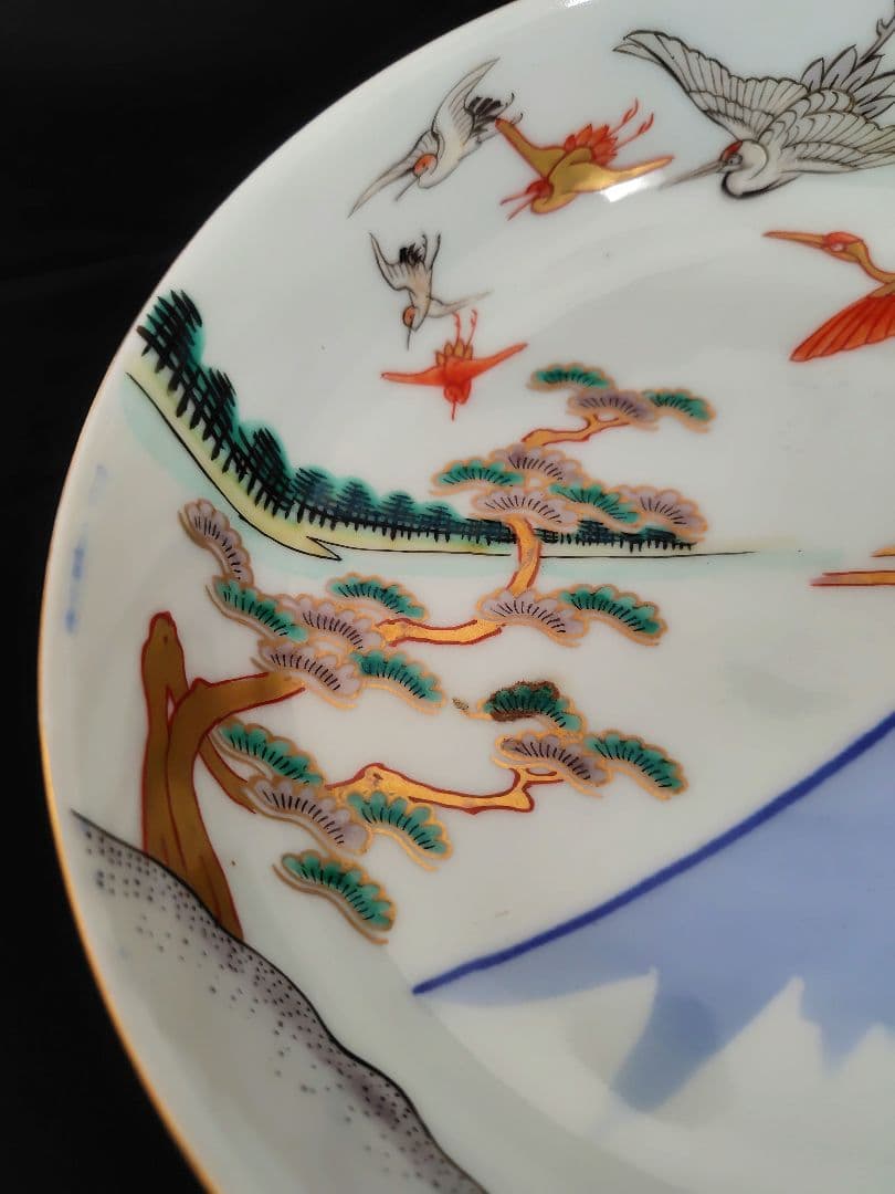 古伊万里　アンティーク　大鉢大小セット『松　鶴　富士　波　宝舟』明治大正〜　招福