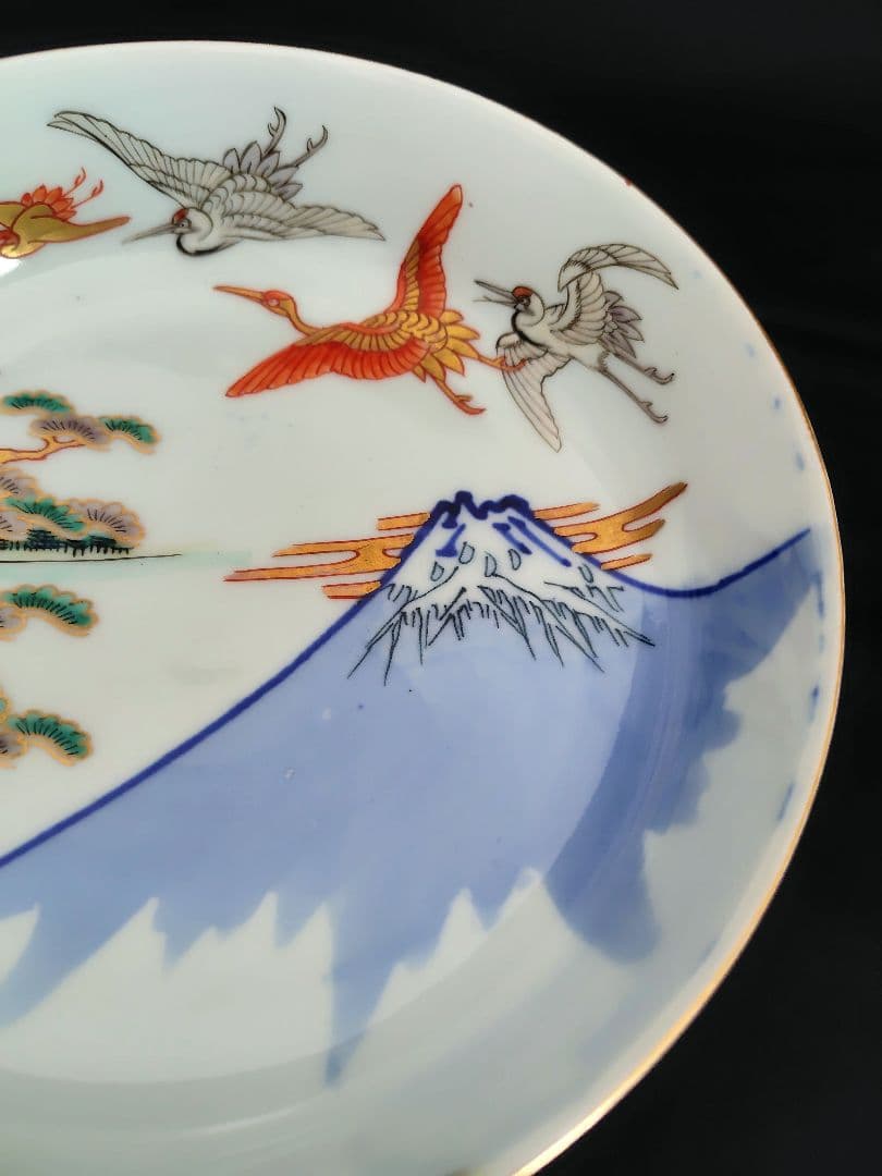 古伊万里　アンティーク　大鉢大小セット『松　鶴　富士　波　宝舟』明治大正〜　招福