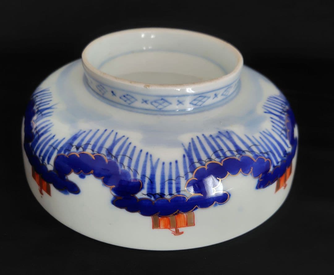 古伊万里　アンティーク　大鉢大小セット『松　鶴　富士　波　宝舟』明治大正〜　招福