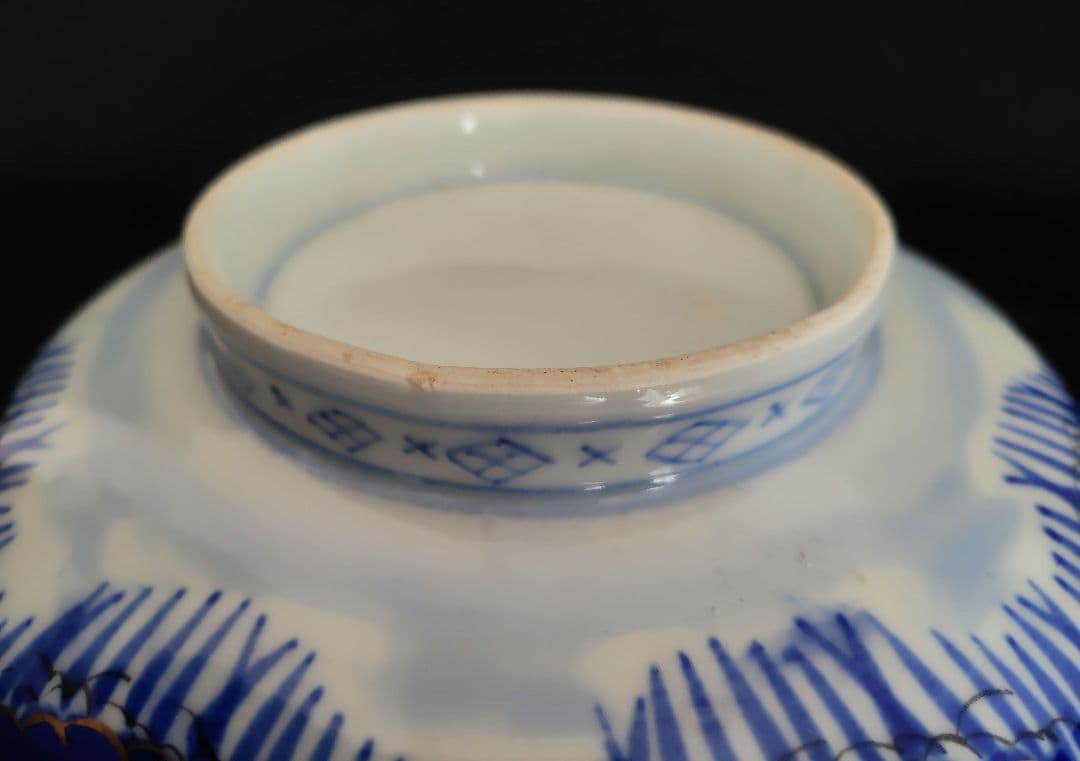 古伊万里　アンティーク　大鉢大小セット『松　鶴　富士　波　宝舟』明治大正〜　招福