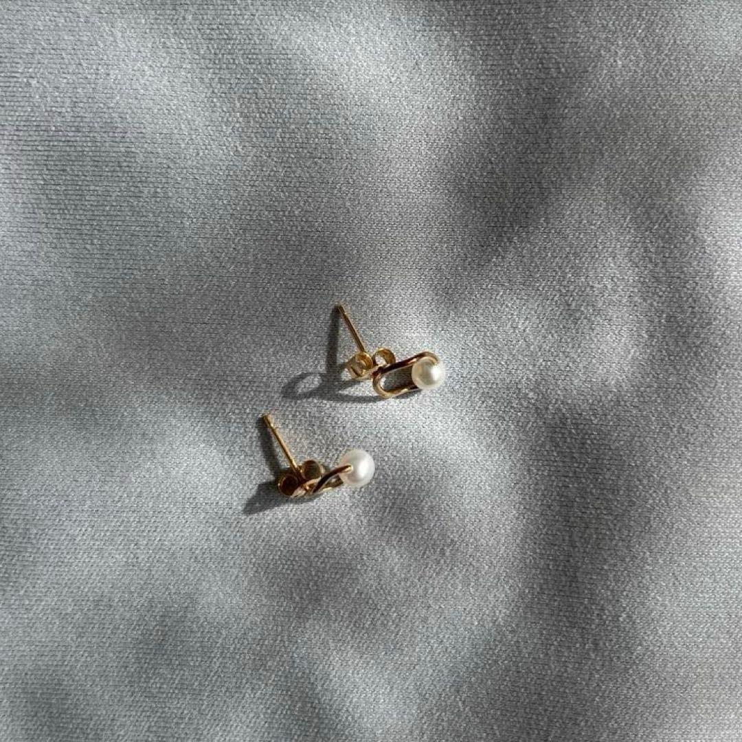 保証書あり❣️ete K10YG パール サークル ピアス ニッケルフリー