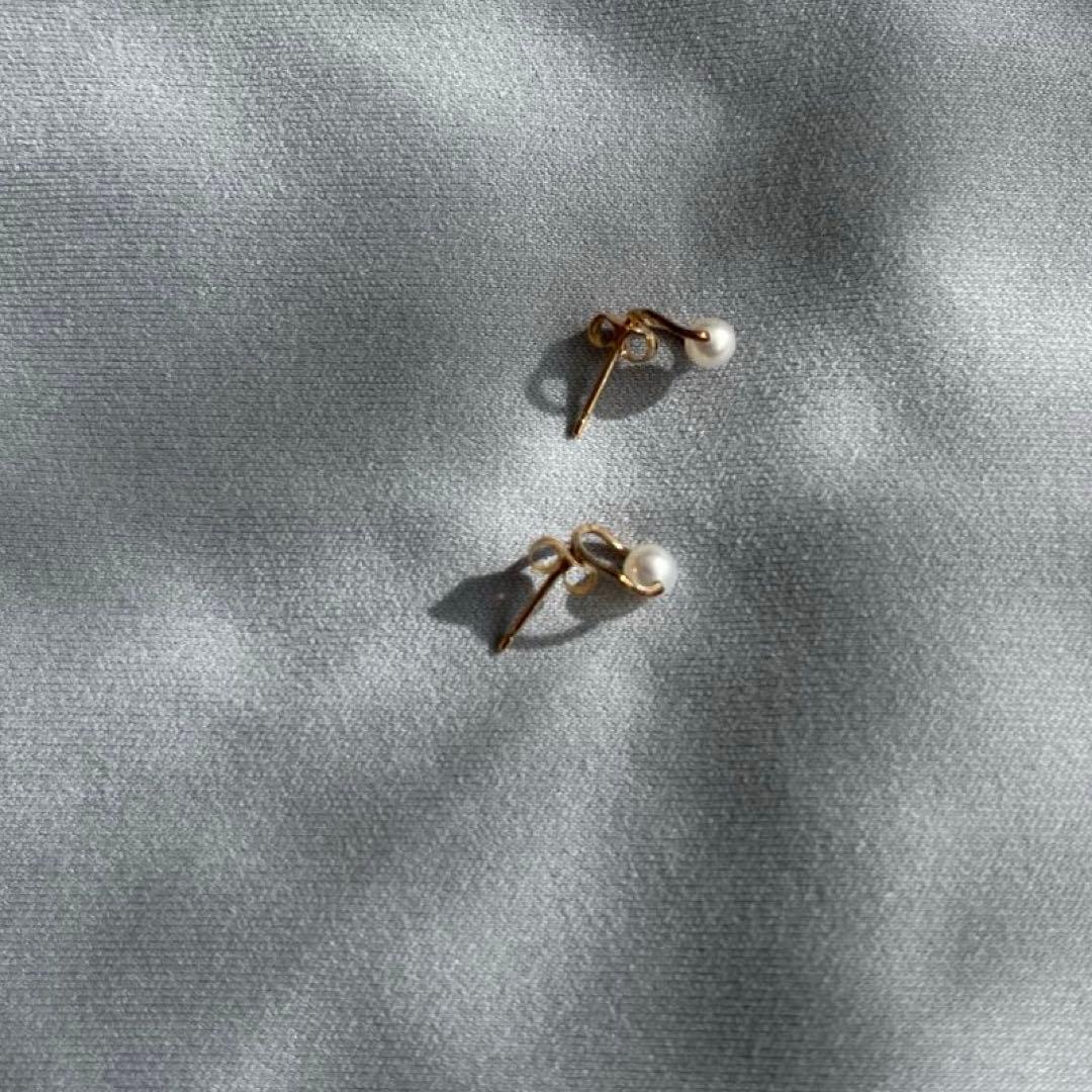 保証書あり❣️ete K10YG パール サークル ピアス ニッケルフリー