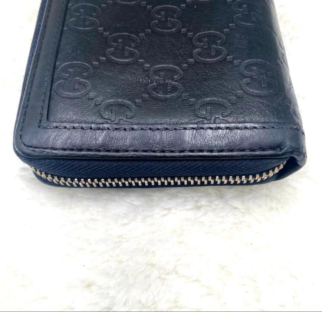 美品 グッチGUCCI 長財布 スーキー インターロッキング シマGG ネイビー