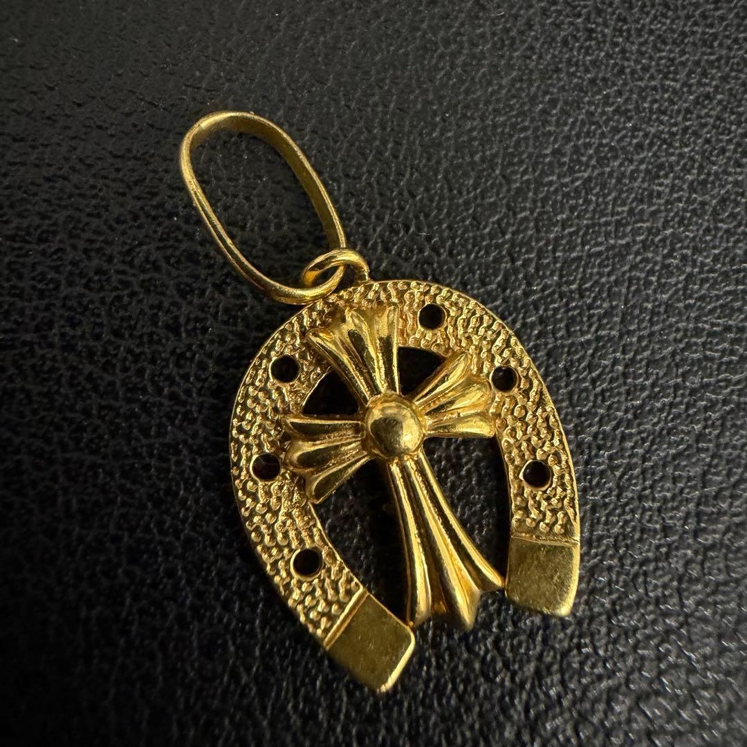 (C012317) K18ネックレストップ クロス　チャーム 18金 YG