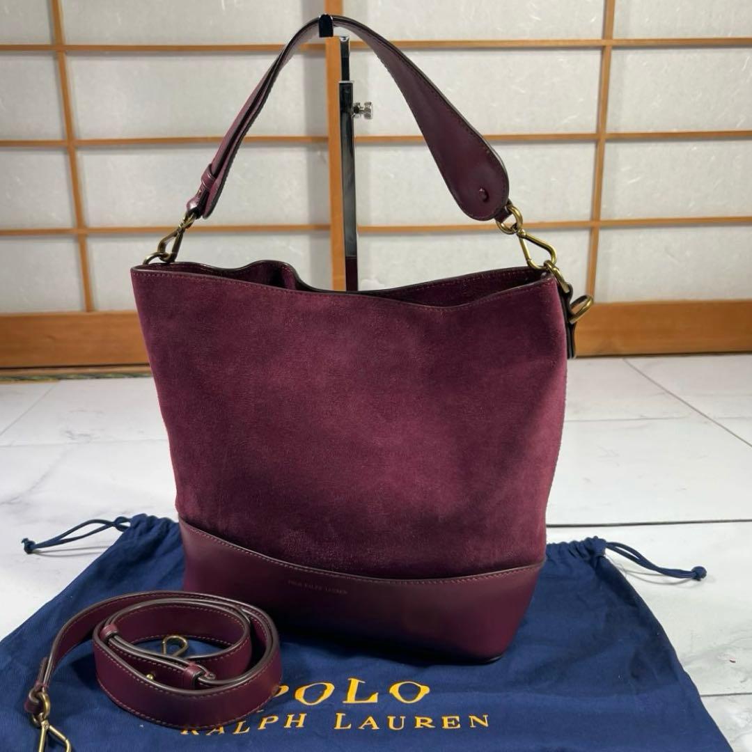 美品 ポロラルフローレン スエードレザー 2way ショルダーバッグ