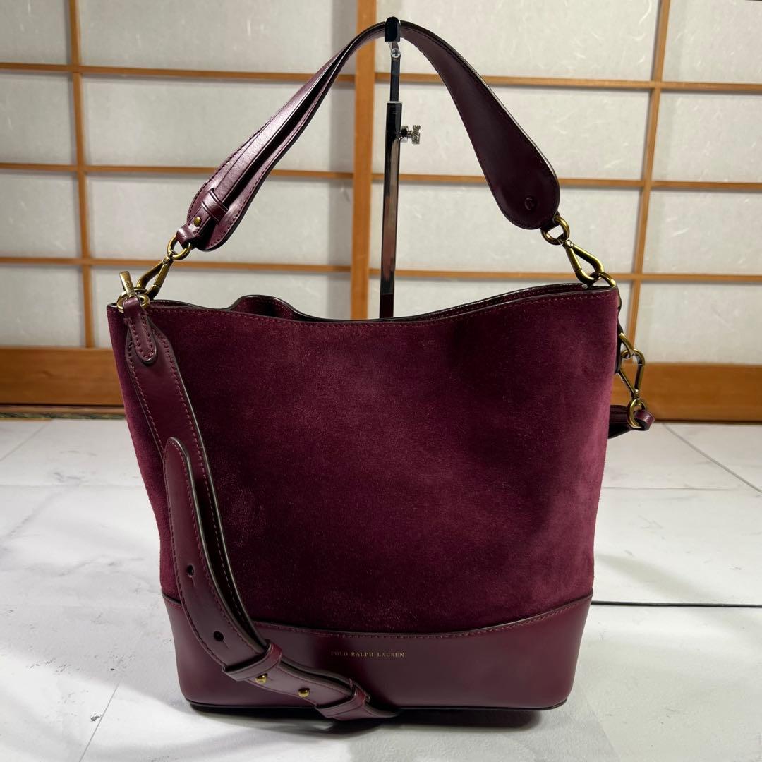美品 ポロラルフローレン スエードレザー 2way ショルダーバッグ