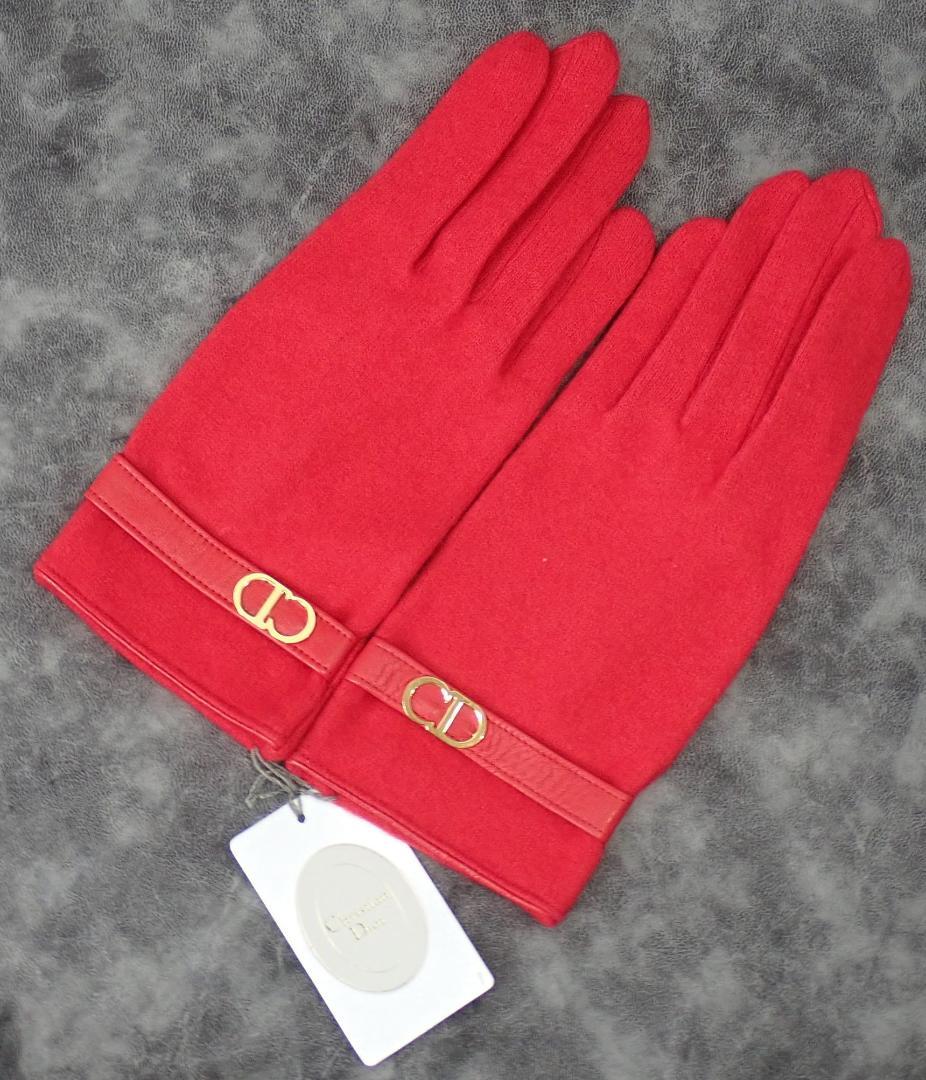 新品 クリスチャンディオール CD ニットグローブ タグ付き ゴールド金具